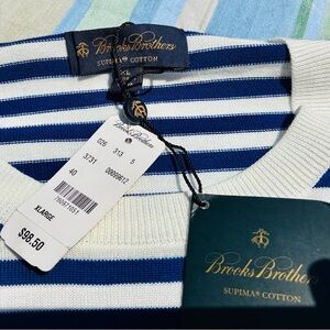 Brooks Brothers Blue and White Crewneck Sweater